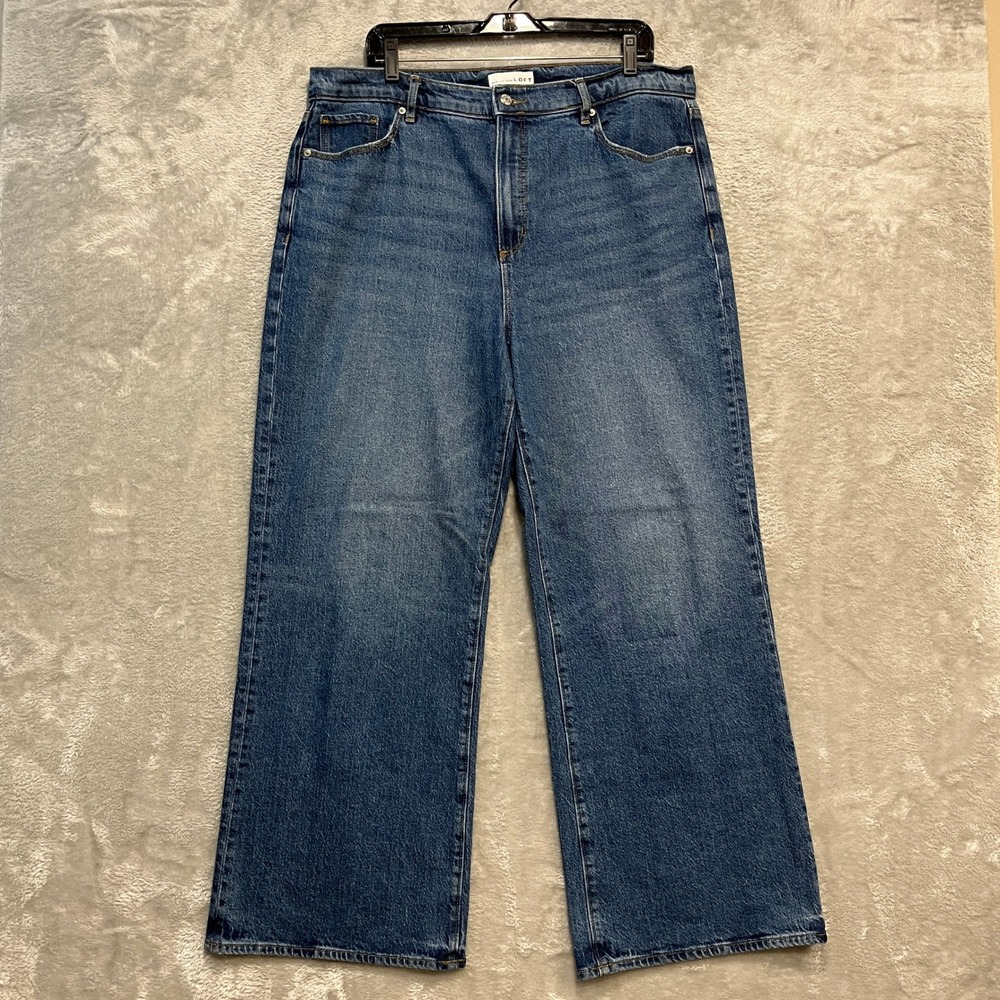 LOFT The Wide Leg Jeans Women 14 Blue High Rise Denim Pants